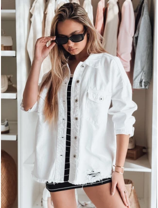Dámská oversize džínová bunda JUSTDEM bílá FashionStreet TY4903
