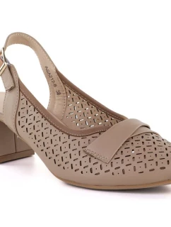 Dámské ažurové lodičky s páskem béžové barvy Jezzi ASA212-8