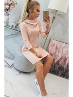 Šaty s kapucí a kapsami tmavě pudrově růžové