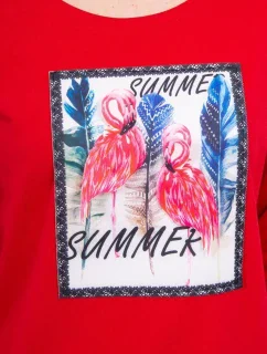 Halenka s 3D grafikou plameňáka červená