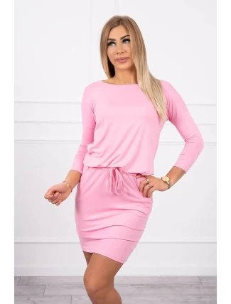 Světle růžové viskózové šaty se zavazováním v pase Světle růžové viskózové šaty se zavazováním v pase