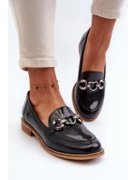 Kožené dámské lakované mokasíny Laura Messi 2760 modré