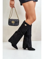 Dámské Kozačky Eko Semišové S Otočeným Svrškem Na Klíně Černé Bralise Dámské Kozačky Eko Semišové S Otočeným Svrškem Na Klíně Černé Bralise