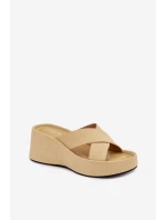 Dámské pantofle na platformě z ekocrézu žluté Calorine