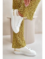 Nízké Dámské Tenisky Na Platformě Z Eko Kůže Bílo-Béžové Nevelena