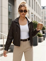 Dámská kožená oversize hnědá bunda FashionStreet TY5663