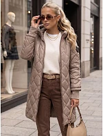 Dlouhá dámská prošívaná přechodová bunda, béžová, FashionStreet TY5866