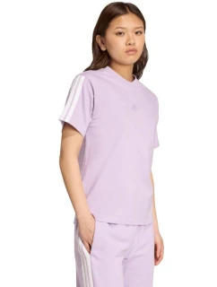 Dámské bavlněné tričko adidas Essentials 3-Stripes světle fialové JV7362