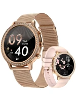 Dámské chytré hodinky VELTORI VT310-1 Zlatý náramek + růžový silikonový řemínek Dámské chytré hodinky VELTORI VT310-1 Zlatý náramek + růžový silikonový řemínek