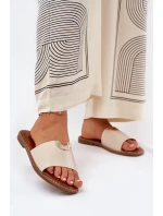 Dámské Pantofle Eko Kůže S Dekorativními Detaily Béžové Mevith