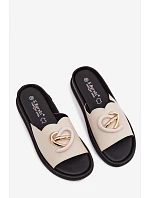 Kožené pantofle s ozdobným detailem S.Barski KV61-6046 Béžové