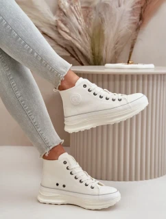 Dámské Tenisky Na Platformě Eko Kůže Big Star Bílé