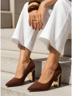 Dámské semišové lodičky na poště hnědé FashionStreet ZY1396