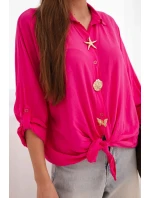 Dámská košile s viskózou, ozdobnými knoflíky a límečkem růžová