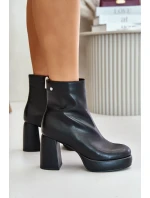 Kotníkové boty na podpatku z přírodní kůže GOE černé Kotníkové boty na podpatku z přírodní kůže GOE černé