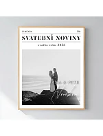 Personalizovaný magický fotoobraz v rámu - 40x50 - svatební noviny Personalizovaný magický fotoobraz v rámu - 40x50 - svatební noviny