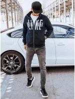 Pánská mikina na zip s potiskem v tmavě modré barvě FashionStreet BX5412
