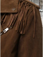 Dámská semišová bunda se střapci hnědá FashionStreet TY5582