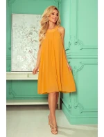 350-3 ALIZEE - šifonové šaty s vázáním - barva HONEY