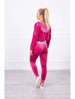 Velurová souprava s kapucí fuchsiová
