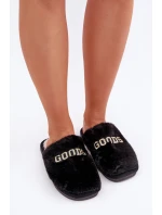 Dámské Pantofle S Kožíškem A Nápisem Černé Kalelia