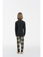 Chlapecké pyžamo Seward, dlouhý rukáv, dlouhé kalhoty - tmavě melanž/potisk