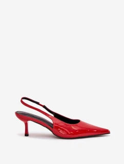 Dámské lakované lodičky na jehlovém podpatku s odkrytou patou Talira – červené