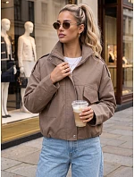 Dámská oversize přechodová bunda s límečkem, béžová, FashionStreet TY6091 Dámská oversize přechodová bunda s límečkem, béžová, FashionStreet TY6091