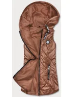 Dámská vesta v karamelové barvě s kapucí (B0129-22) Dámská vesta v karamelové barvě s kapucí (B0129-22)
