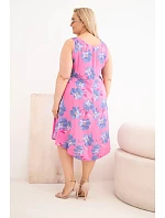 Dámské šaty Plus Size z viskózy s květinovým vzorem na ramínkách růžové