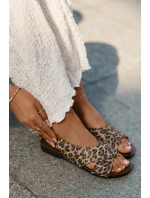 Dámské kožené sandály leopardí hnědé Zazoo 40407