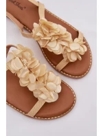 Dámské sandály Ploché s Ozdobnými Květinami Zlaté Noemia