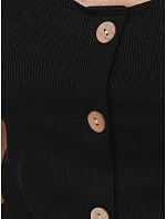 Viskózový žebrovaný dámský top s knoflíky černý FashionStreet RY2923 Viskózový žebrovaný dámský top s knoflíky černý FashionStreet RY2923