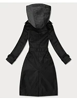 Klasický trenčkot s odnímatelnou kapucí Goodlookin black (T2-2252#-1)