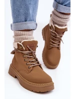 Dámské kožené Trapery s kožíškem Hnědá Lynnvia