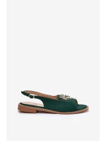 Dámské sandály s zlatým ozdobou eko semišové S.Barski KV27-059 hnědé