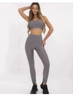 Tmavě šedý dámský sportovní komplet - top a legíny 5448