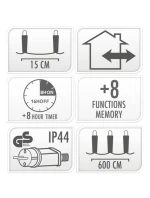 VÁNOČNÍ STROMEK SVĚTLA VENKOVNÍ SVĚTLO OPONA 180 VEDL ČASOVAČ STUDENÁ BÍLÁ PRŮHLEDNÝ KABEL