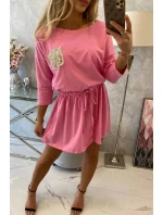 Šaty s flitrovou kapsou světle růžové Šaty s flitrovou kapsou světle růžové