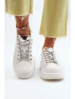 Dámské kožené tenisky na platformě GOE bílé Dámské kožené tenisky na platformě GOE bílé