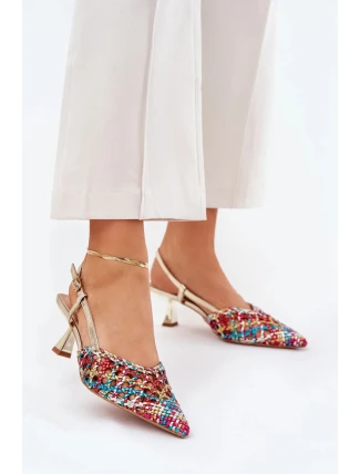 Dámské lodičky na jehlovém podpatku 8338-302 Zlatá mix barev - DAY-VINE Shoes