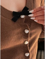 Dámský krátký svetr s mašlí LAMURE hnědý FashionStreet MY2472