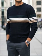 Pánský pruhovaný tmavě modrý svetr FashionStreet WX2323