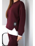 Dámská souprava s máslovou volnou mikinou a tepláky švestková