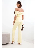 Dámský bavlněný komplet s krátkým rukávem a šortkami žlutý Dámský bavlněný komplet s krátkým rukávem a šortkami žlutý