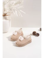 Dětské sněhule s výšivkou a mašlí Béžové Daven Dětské sněhule s výšivkou a mašlí Béžové Daven