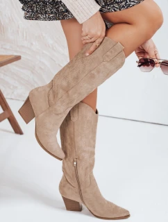 Dámské semišové kovbojské boty béžové FashionStreet ZY1102