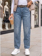 Dámské baggy džíny s páskem, modré, FashionStreet UY3123 Dámské baggy džíny s páskem, modré, FashionStreet UY3123
