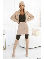 619-2 Pohodlný a elegantní dámský žebrovaný overal s výstřihem - khaki barva 619-2 Pohodlný a elegantní dámský žebrovaný overal s výstřihem - khaki barva
