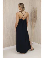 Dlouhé šaty bez ramínek námořnická modř